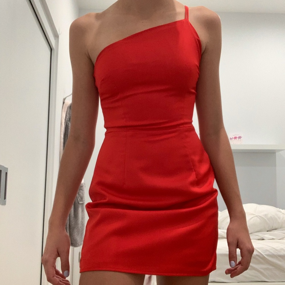 Revolve red satin mini dress